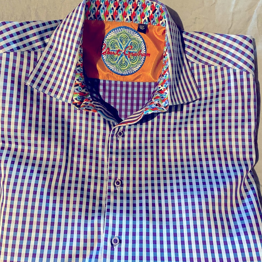 Robert Graham colorful men’s button up polo.